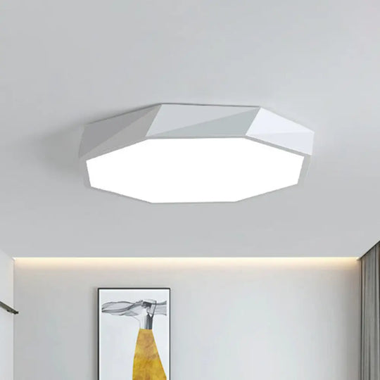 Simplicity Acrylic Octagonal Flush Ceiling Light - Led Mount Fixture For Bedrooms White / Small