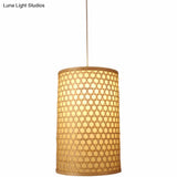 Simplicity Beige Bamboo Shade Restaurant Pendant Ceiling Light With 1 Bulb