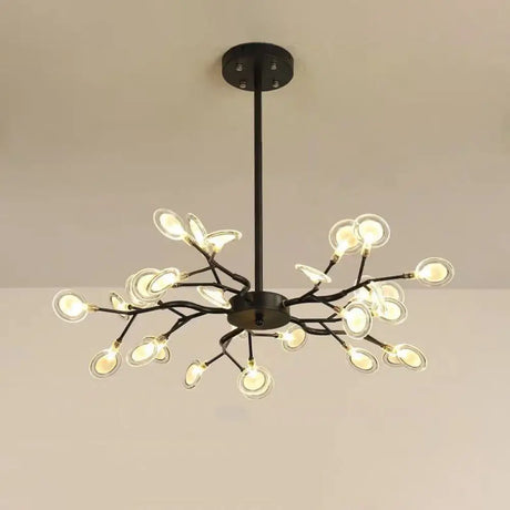 Simplicity Branch Firefly Led Pendant Light Fixture For Living Room 30 / Black B
