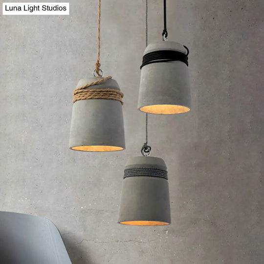 Simplicity Cement Pendant Light For Dining Room Ceiling With Bell Suspension