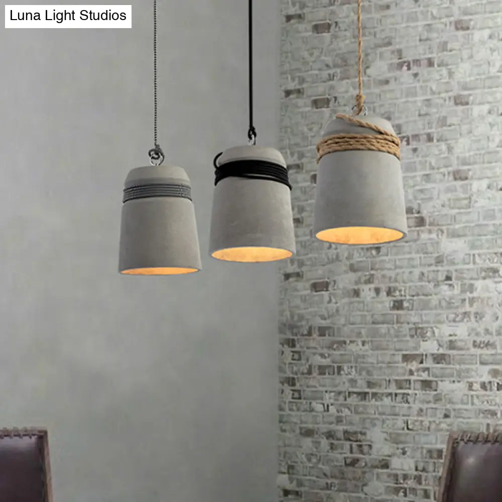 Simplicity Cement Pendant Light For Dining Room Ceiling With Bell Suspension
