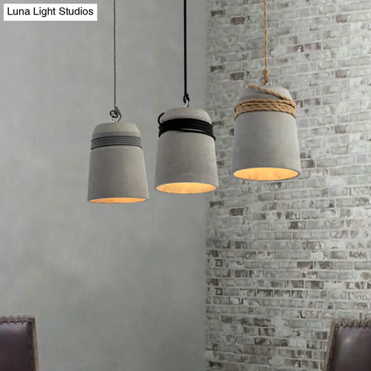 Simplicity Cement Pendant Light For Dining Room Ceiling With Bell Suspension