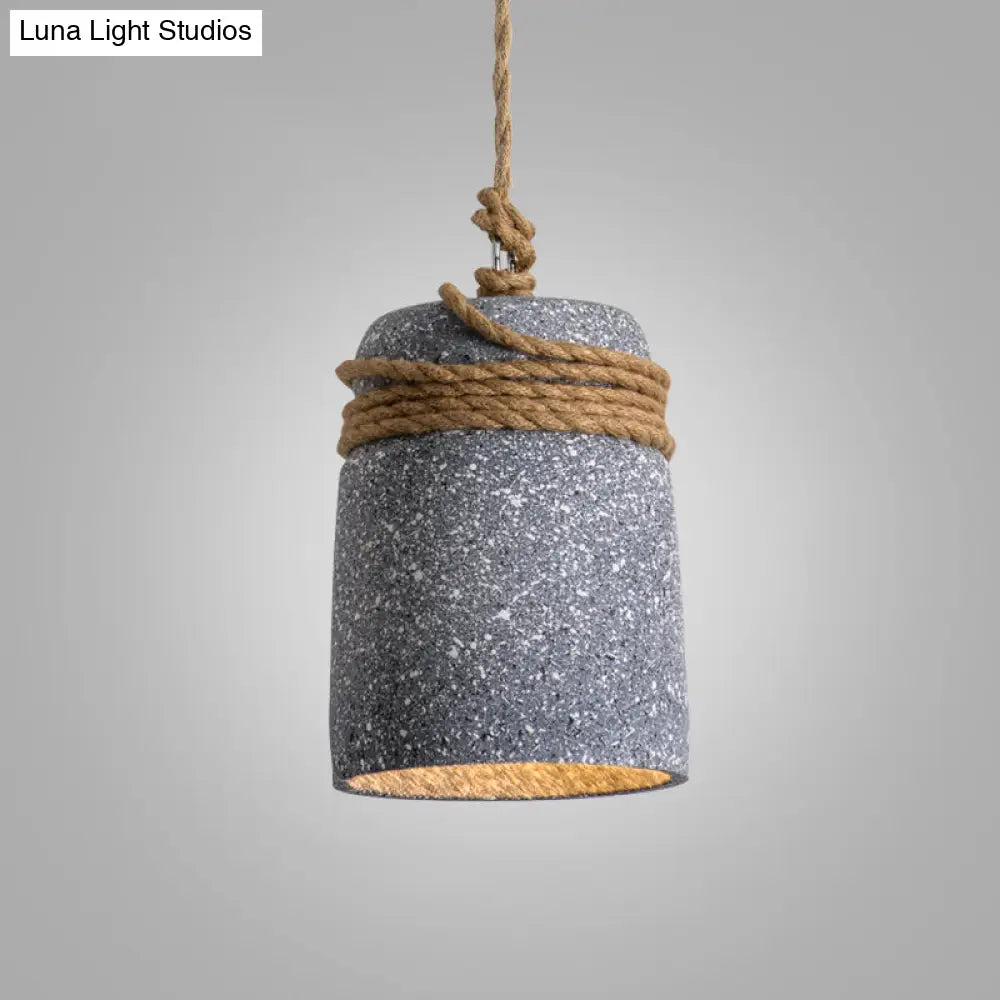 Simplicity Cement Pendant Light For Dining Room Ceiling With Bell Suspension Beige / B