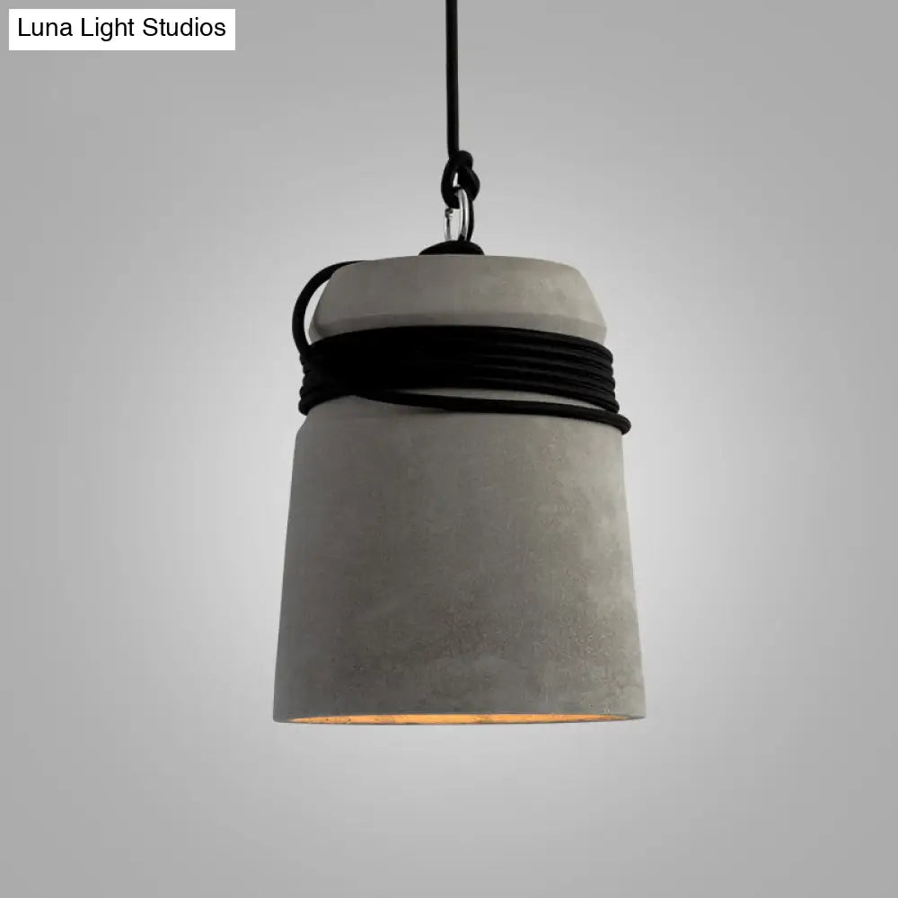 Simplicity Cement Pendant Light For Dining Room Ceiling With Bell Suspension Grey / C