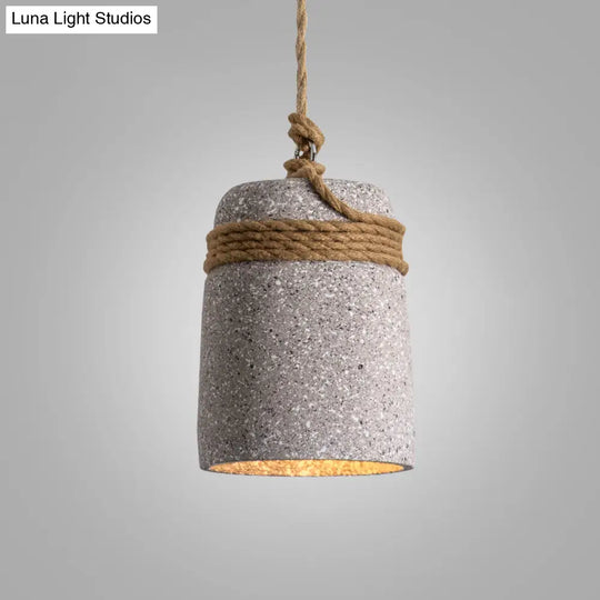 Simplicity Cement Pendant Light For Dining Room Ceiling With Bell Suspension Beige / C