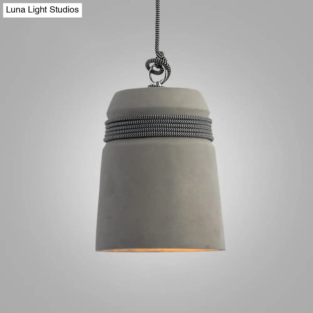 Simplicity Cement Pendant Light For Dining Room Ceiling With Bell Suspension Grey / B