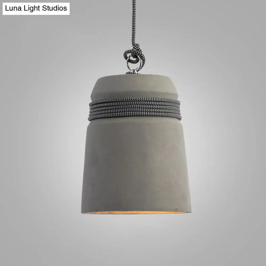 Simplicity Cement Pendant Light For Dining Room Ceiling With Bell Suspension Grey / B