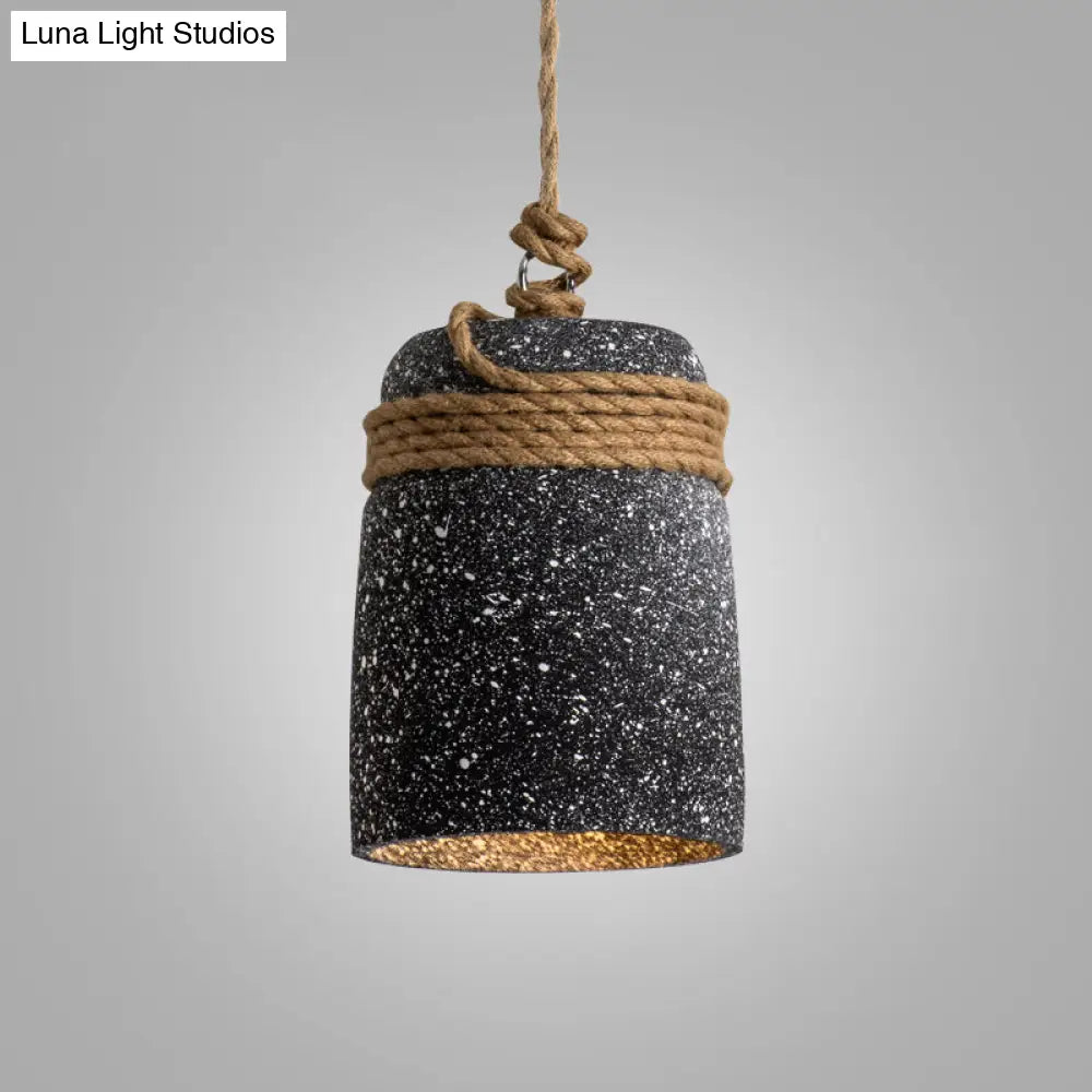 Simplicity Cement Pendant Light For Dining Room Ceiling With Bell Suspension Beige / A