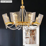 Simplicity Crystal Chandelier With Beaded Pendant - Brass Finish 6/8 Heads Ideal For Living Room