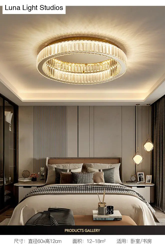 Simplicity Crystal Prism Led Brass Finish Ceiling Lamp - Flush Mount Lighting
