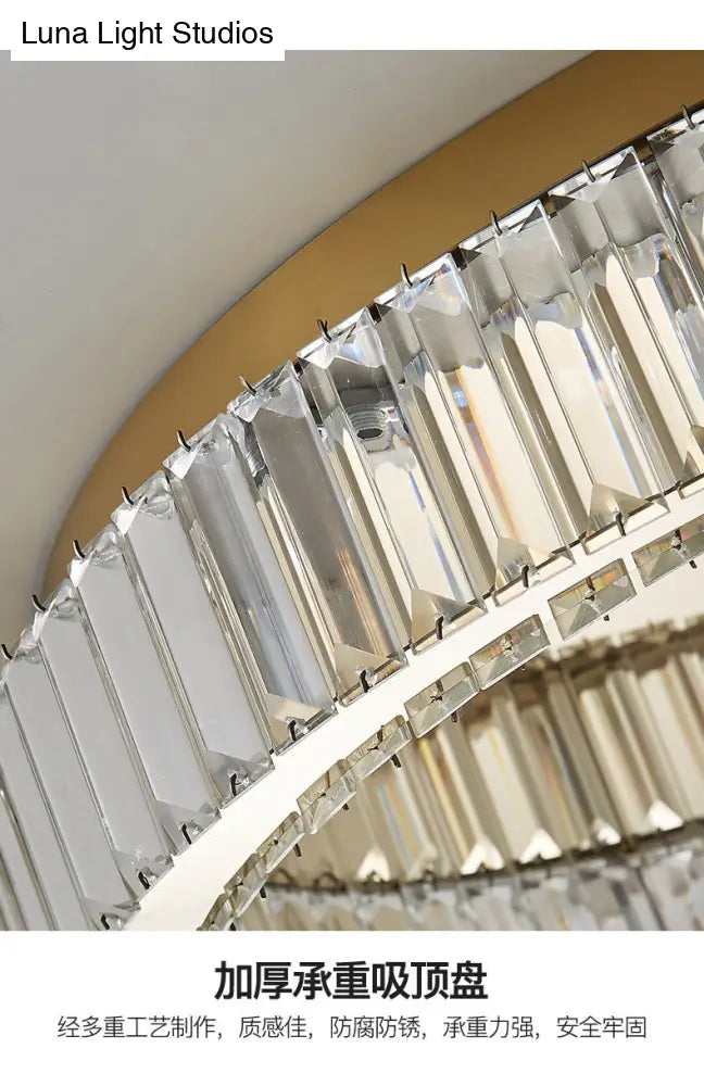 Simplicity Crystal Prism Led Brass Finish Ceiling Lamp - Flush Mount Lighting