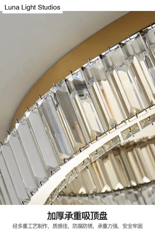 Simplicity Crystal Prism Led Brass Finish Ceiling Lamp - Flush Mount Lighting
