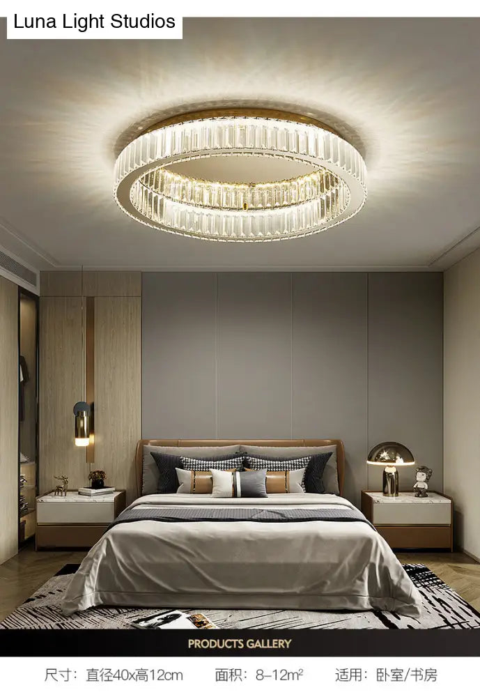 Simplicity Crystal Prism Led Brass Finish Ceiling Lamp - Flush Mount Lighting