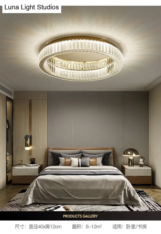 Simplicity Crystal Prism Led Brass Finish Ceiling Lamp - Flush Mount Lighting