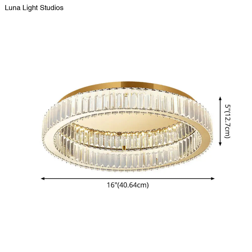 Simplicity Crystal Prism Led Brass Finish Ceiling Lamp - Flush Mount Lighting