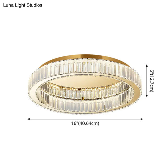 Simplicity Crystal Prism Led Brass Finish Ceiling Lamp - Flush Mount Lighting