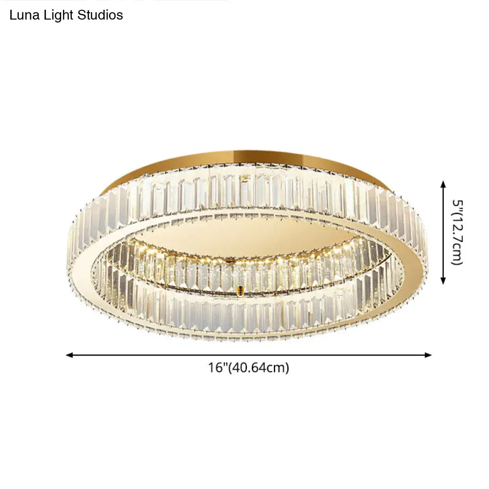 Simplicity Crystal Prism Led Brass Finish Ceiling Lamp - Flush Mount Lighting