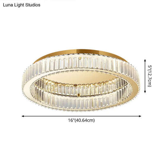 Simplicity Crystal Prism Led Brass Finish Ceiling Lamp - Flush Mount Lighting