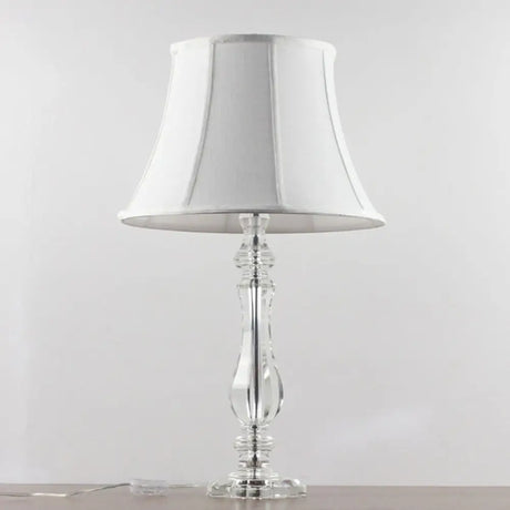 Simplicity Curvy Crystal Nightstand Lamp: Hand-Cut Fabric Task Lighting 1-Bulb White Design