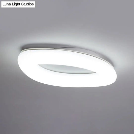 Simplicity Ellipse Flush Light: Acrylic Led Ceiling Lamp For Living Room White