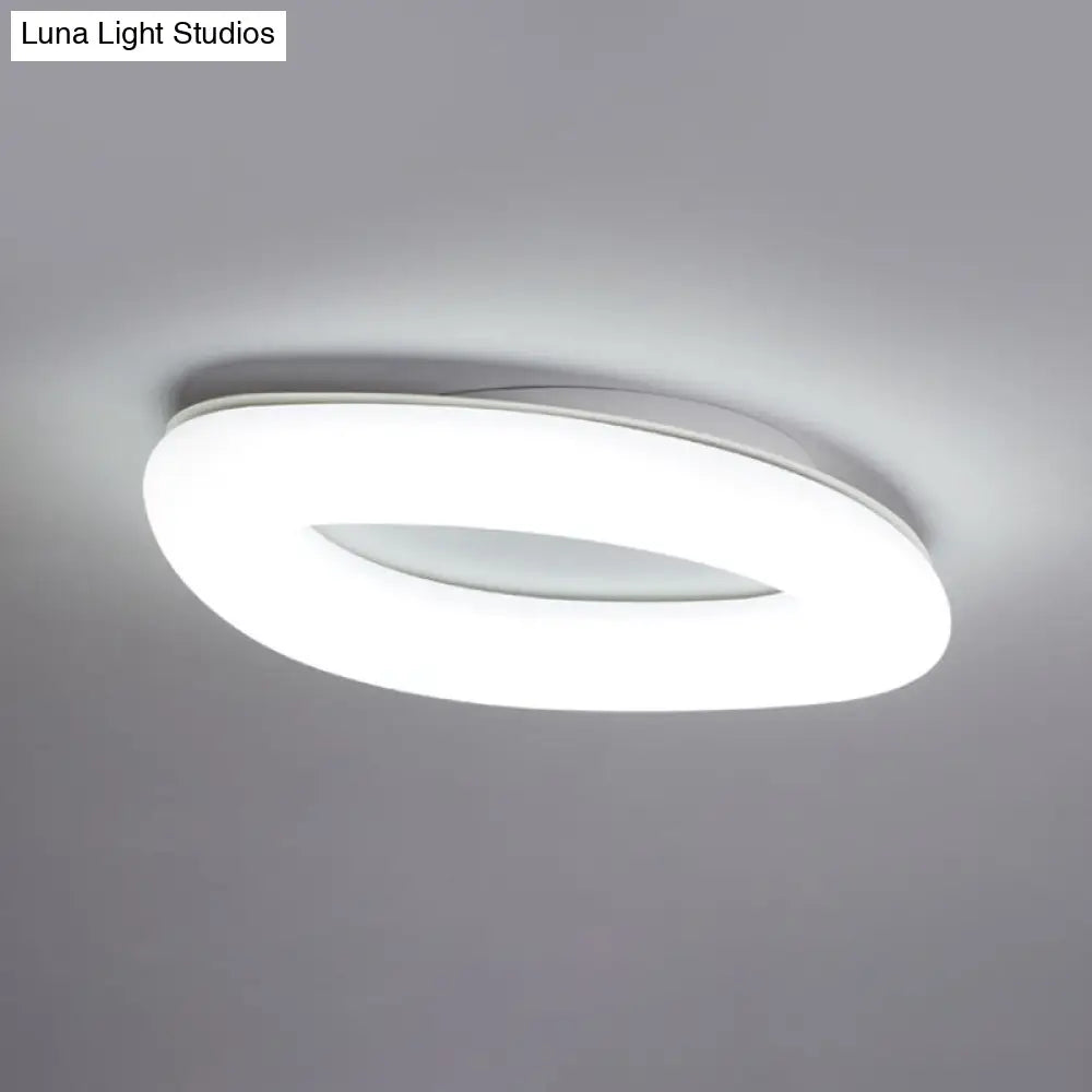 Simplicity Ellipse Flush Light: Acrylic Led Ceiling Lamp For Living Room White