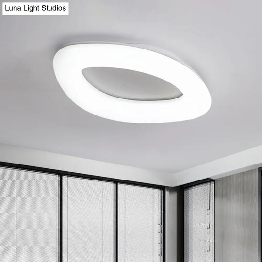 Simplicity Ellipse Flush Light: Acrylic Led Ceiling Lamp For Living Room White