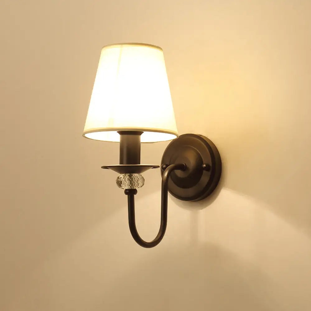 Simplicity Fabric Black Tapered Shade Wall Lamp - Stylish Living Room Lighting 1 /