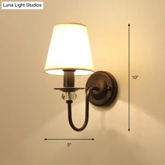 Simplicity Fabric Black Tapered Shade Wall Lamp - Stylish Living Room Lighting