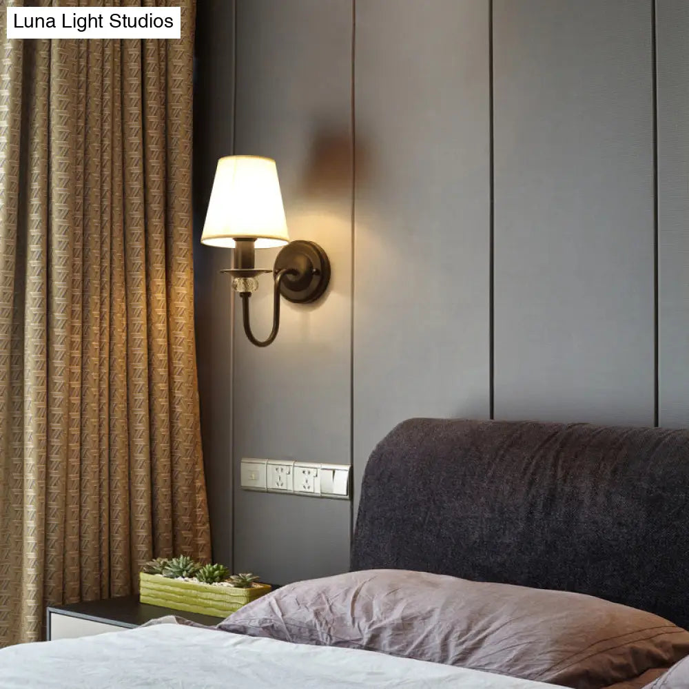 Simplicity Fabric Black Tapered Shade Wall Lamp - Stylish Living Room Lighting
