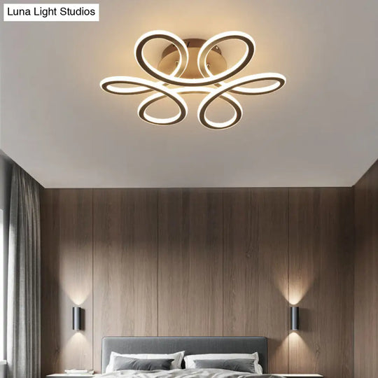 Simplicity Floral Led Ceiling Flush Light Fixture For Your Bedroom Coffee / White