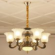 Simplicity Frosted Ribbed Glass Bell Chandelier Pendant Light 6 / White