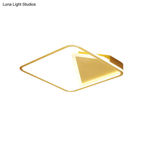 Simplicity Geometric Flush Mount Metal Led Parlor Ceiling Light In Gold Warm/White Lighting