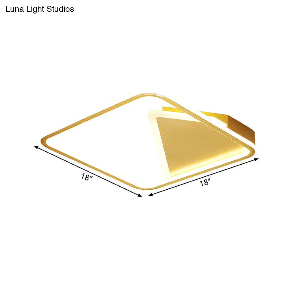 Simplicity Geometric Flush Mount Metal Led Parlor Ceiling Light In Gold – Warm/White Lighting
