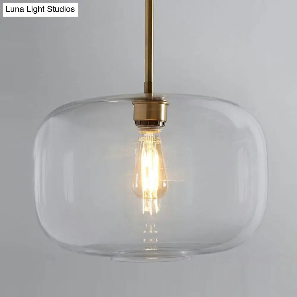 Clear Glass Mug Pendant Light With Simple Design Gold Finish And Suspension