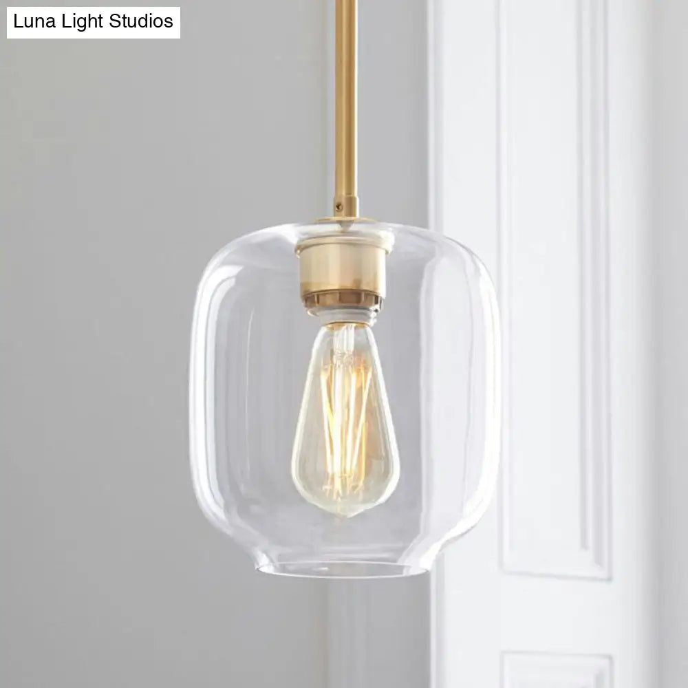 Clear Glass Mug Pendant Light With Simple Design Gold Finish And Suspension