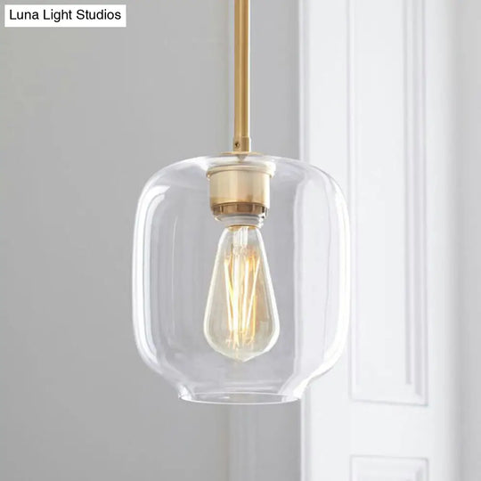 Clear Glass Mug Pendant Light With Simple Design Gold Finish And Suspension
