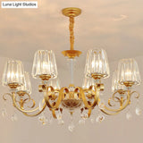 Simplicity Gold Tapered Crystal Hanging Light Kit - Elegant Ceiling Chandelier With Scrolled Arm