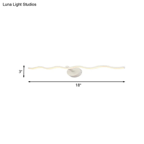 Simplicity Led Acrylic Wall Sconce Vanity Light 18/26.5 L White Wave Design For Bathroom