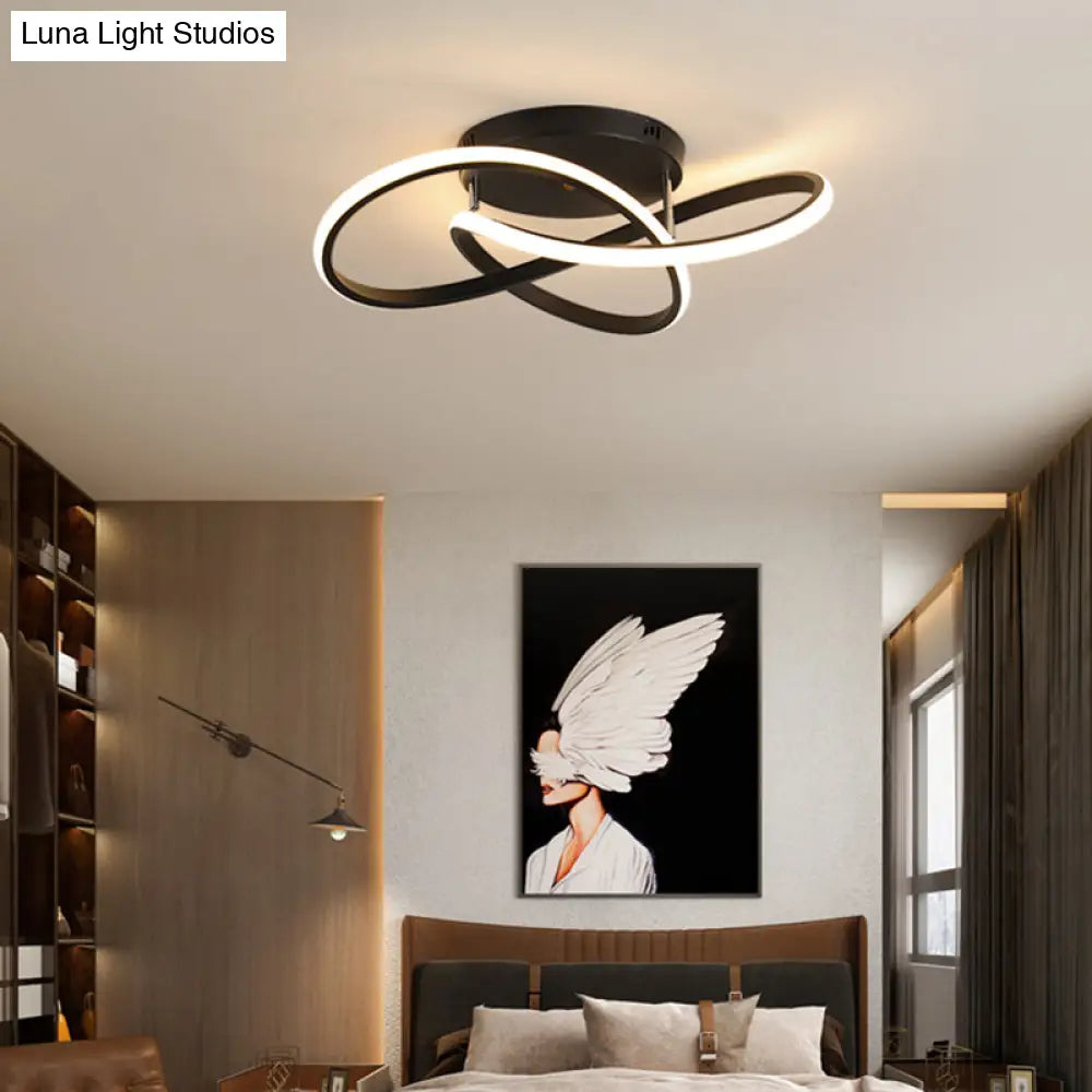 Simplicity Led Ceiling Lamp With Acrylic Strip Shade For Bedroom
