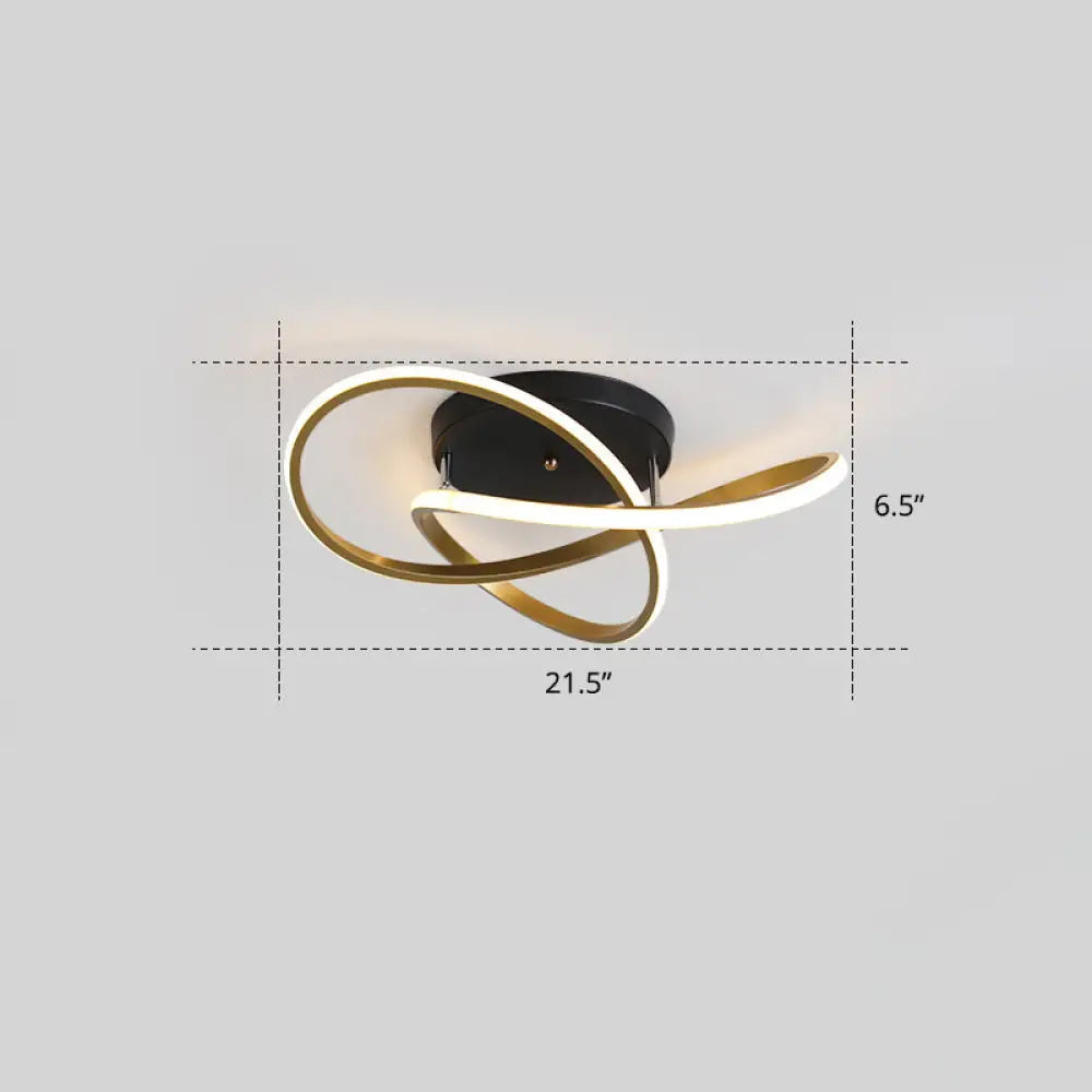 Simplicity Led Ceiling Lamp With Acrylic Strip Shade For Bedroom Gold / 21.5 Warm