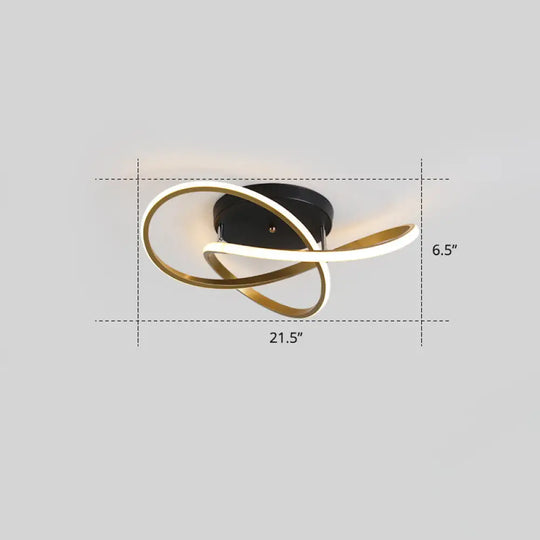Simplicity Led Ceiling Lamp With Acrylic Strip Shade For Bedroom Gold / 21.5 Warm