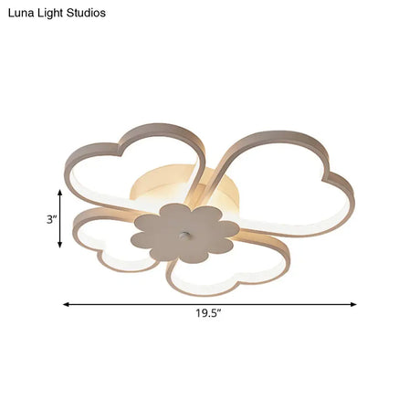 Simplicity Led Flower Ceiling Light In White/Brown - 19.5’/23.5’ Wide Warm/White/Natural