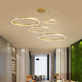 Simplicity Led Loop Chandelier - Tiered Acrylic Pendant Light For Living Room Gold
