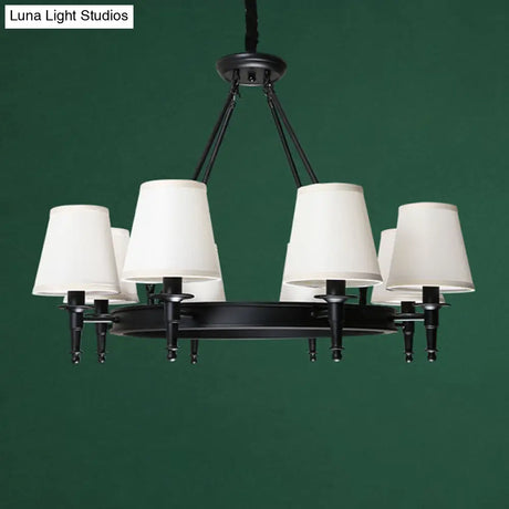 Simplicity Living Room Chandelier: Stylish Fabric Suspension Light With Bucket Shade