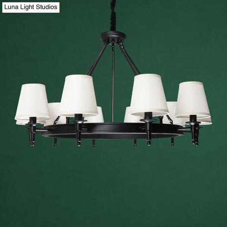 Simplicity Living Room Chandelier: Stylish Fabric Suspension Light With Bucket Shade