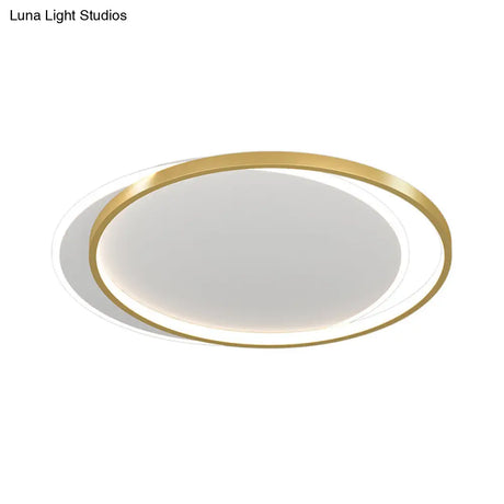 Simplicity Metal Led Flush Mount Ceiling Light With Halo Ring For Bedroom