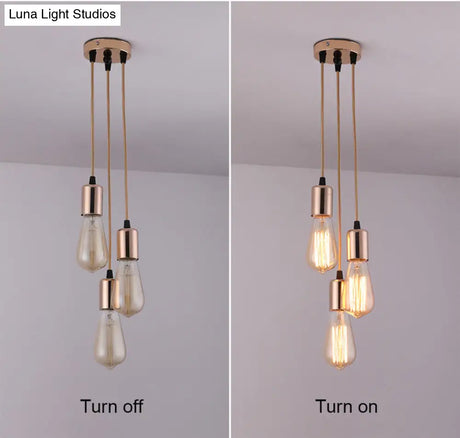 Simplicity Metal Pendant Ceiling Light - Exposed Bulb Downlighting For Restaurant Ambiance
