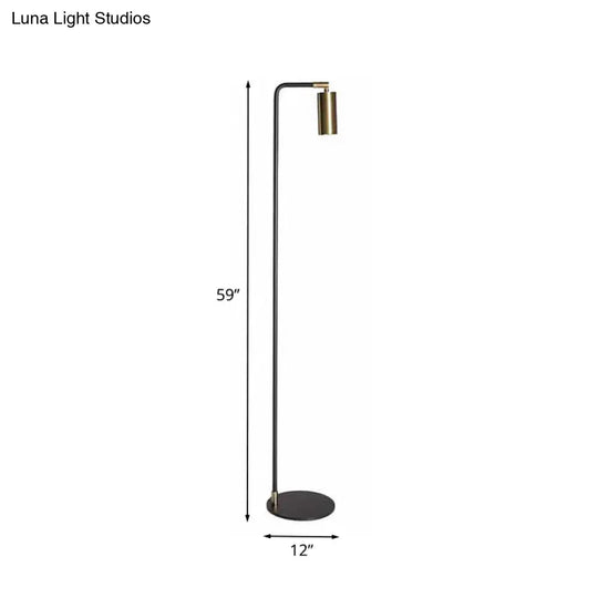 Simplicity Metallic 1 Head Bedside Floor Reading Lamp In Black And Gold