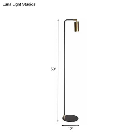 Simplicity Metallic 1 Head Bedside Floor Reading Lamp In Black And Gold