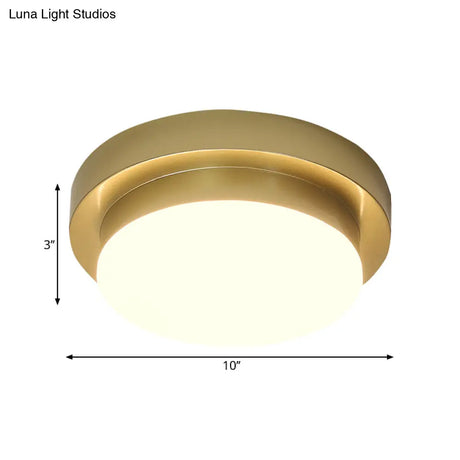Simplicity Metallic Led Flushmount Ceiling Light In Gold - Triangle/Round/Square Design For